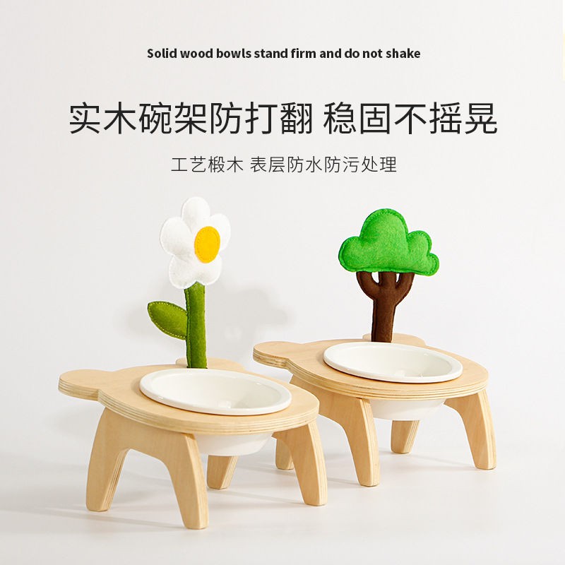 giá bát hoa nhỏ chân cao chống lật đựng thức ăn cho chó sứ đôi mèo bảo vệ cột sống cổ