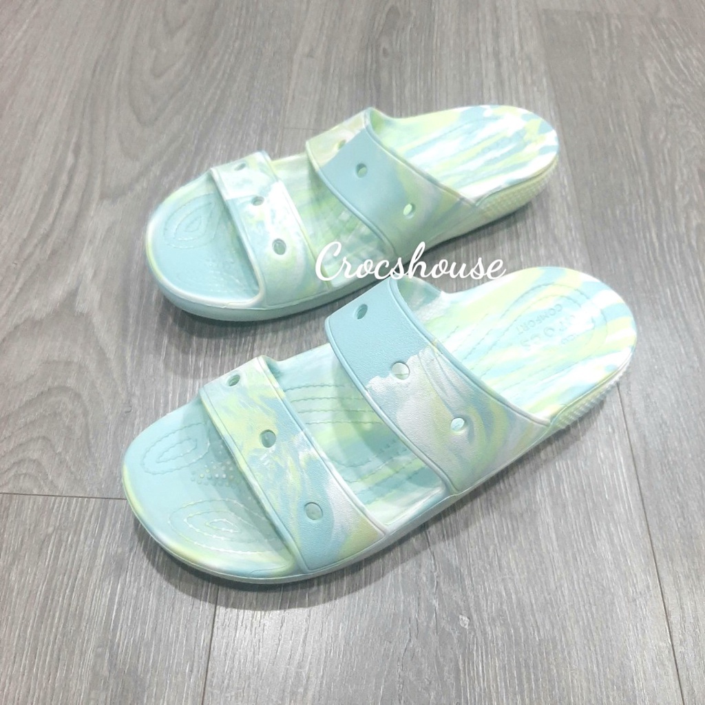 (Chính hãng) Dép crocs hai quai ngang nam nữ, dép cross phun sơn, loang màu tặng 2 jibbitz stickers - crocs house