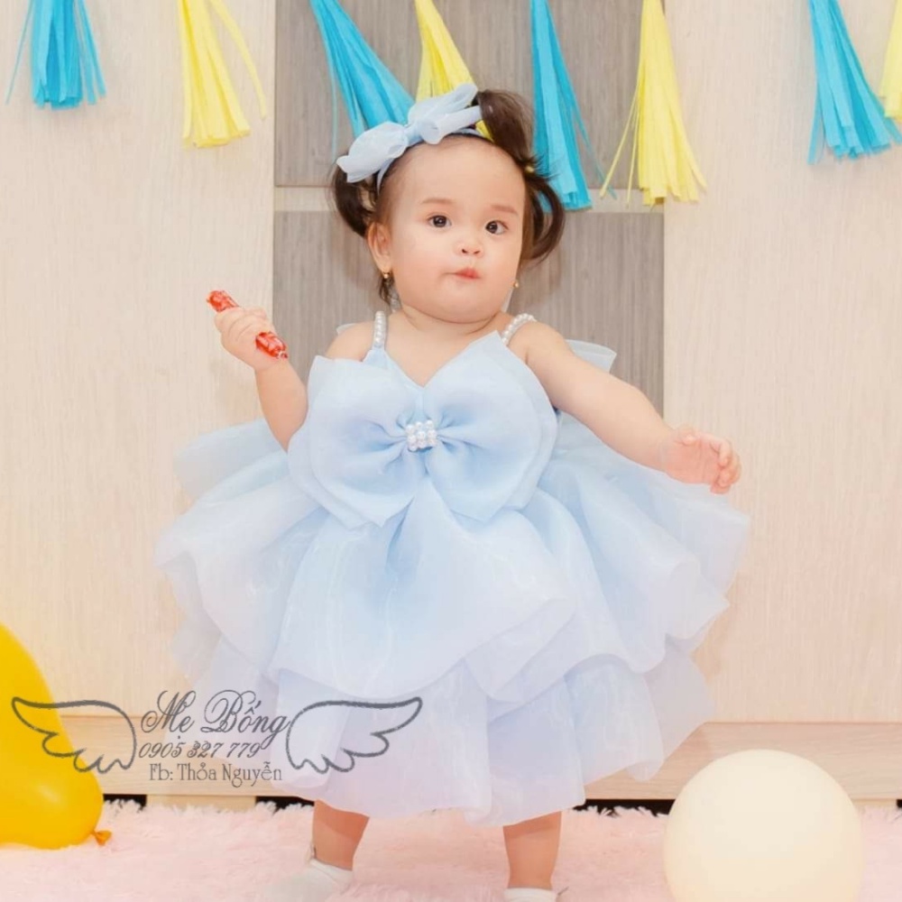 Váy công chúa cao cấp nơ bụng dây cườm-Đầm công chúa-Thời trang cho bé-Váy thiết kế-Đầm thiết kế-Mẹ BốngPrincess dress