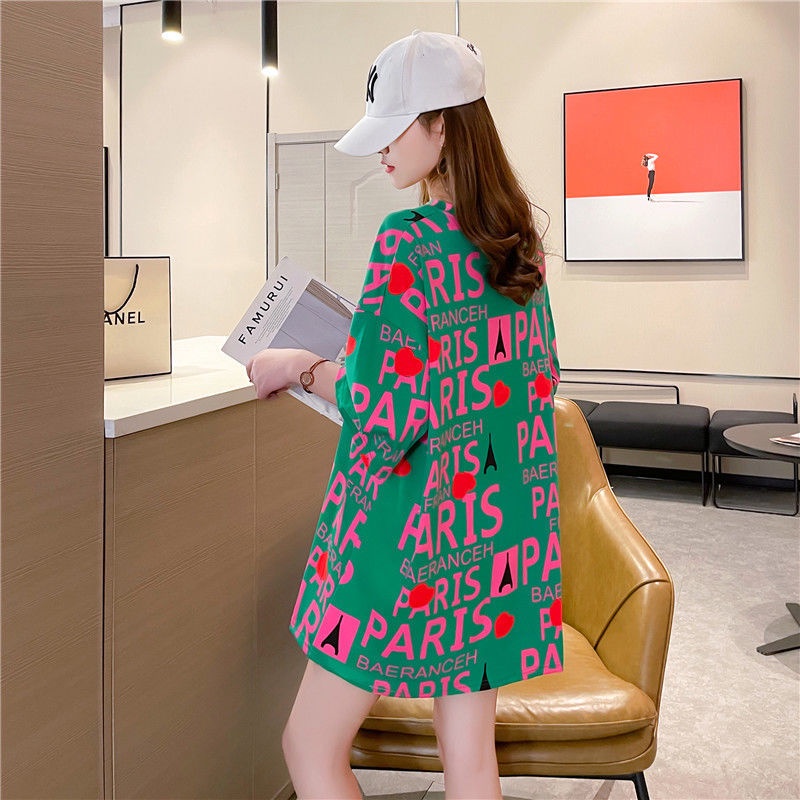 Áo Thun Tay Ngắn Plus Size Dài Trung Bình Phong Cách Hàn Quốc Cho Nữ