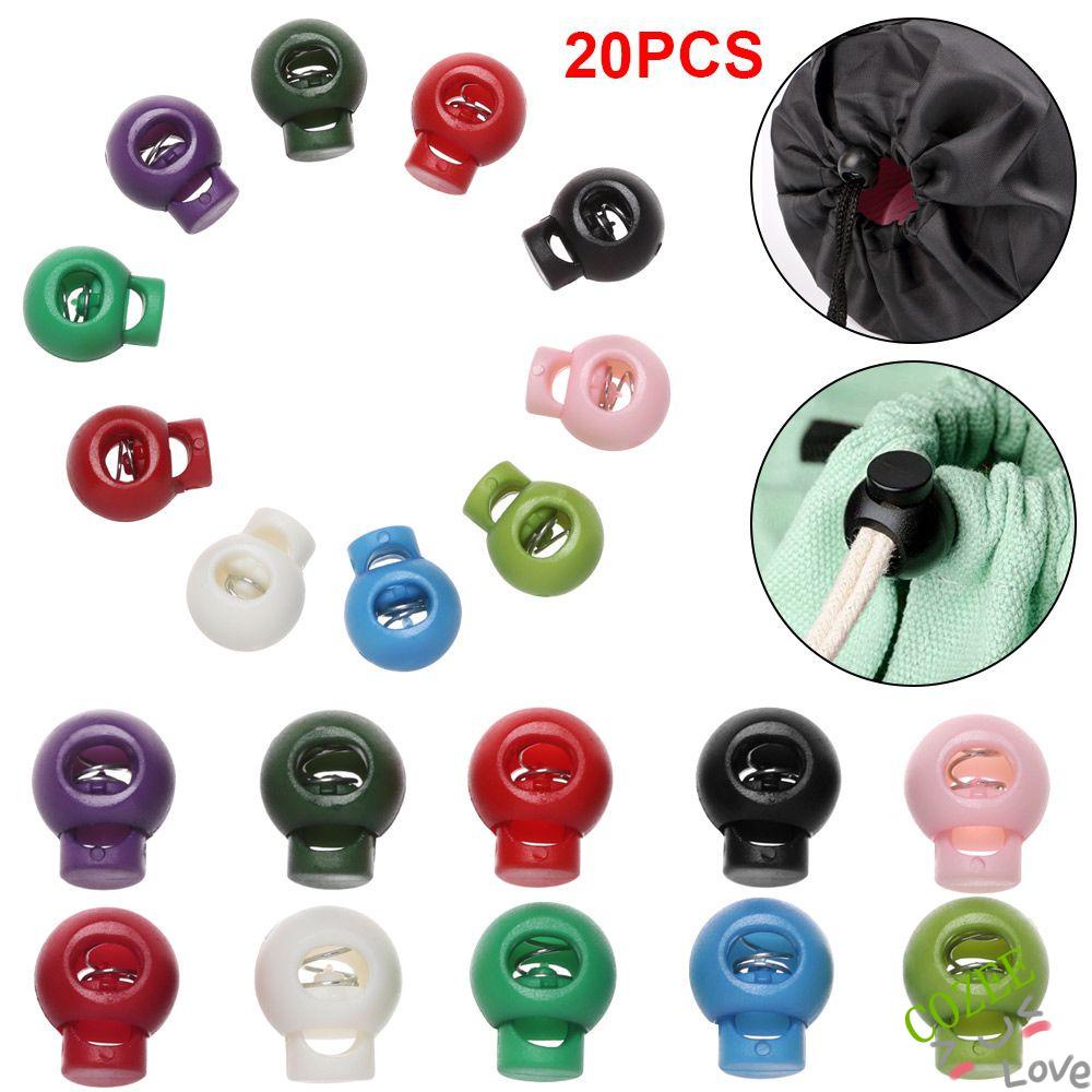 Set 20 Nút Chặn Dây Giày Thể Thao Bằng Nhựa Nhiều Màu Kích Thước 18x15mm 6mm Chất Lượng Cao Diy