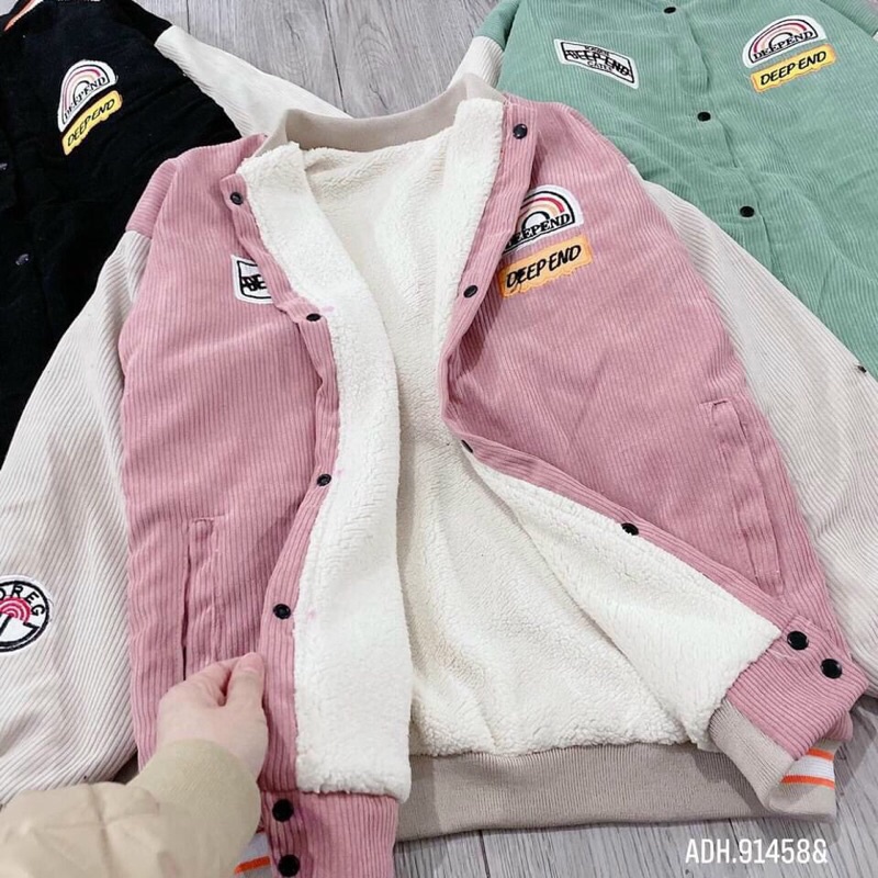 Áo bomber nhung, Áo khoác nhung tăm cầu vồng form rộng 60kg trở xuống phù hợp nam, nữ 3 màu hot nhất nă,m 2021