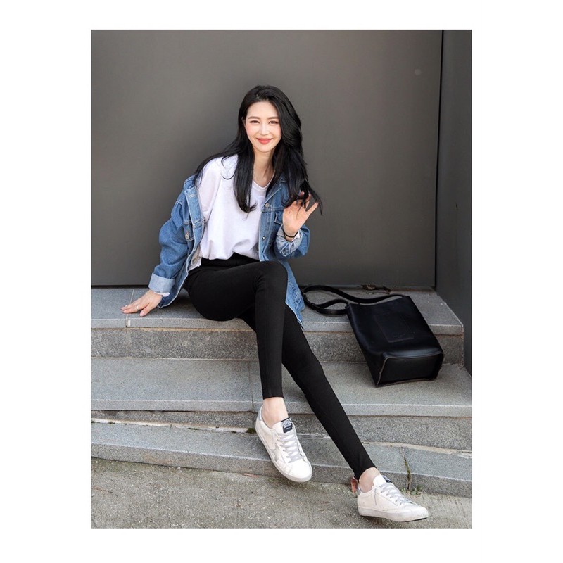 Quần legging thô giả bò cạp cao Loại 1 trơn/lót lông giữ nhiệt | BigBuy360 - bigbuy360.vn