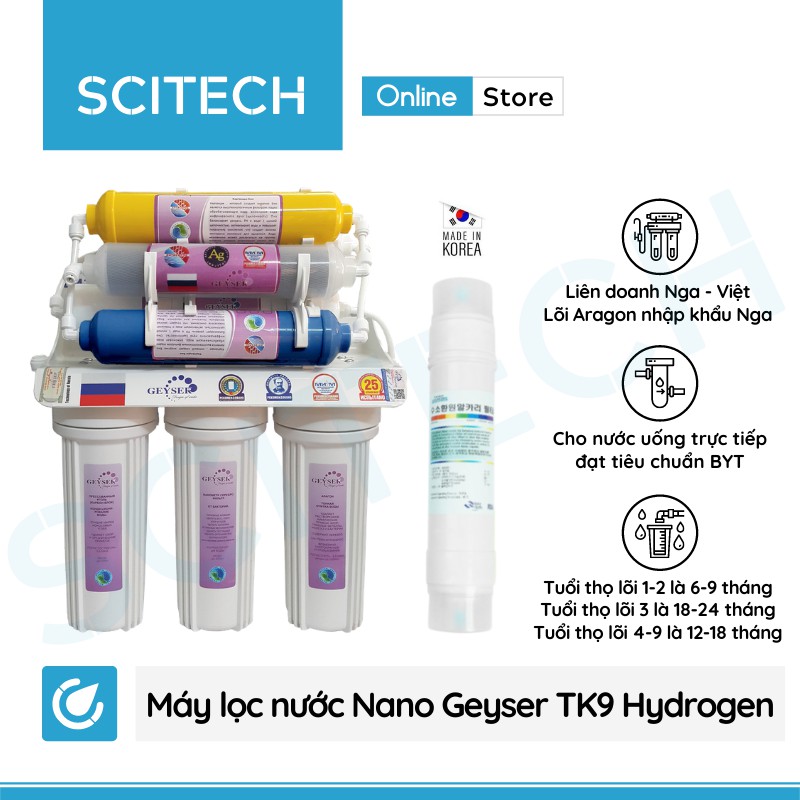 Máy lọc nước Nano Geyser TK9 Hydrogen ORP - Tích hợp công nghệ tạo nước ion kiềm