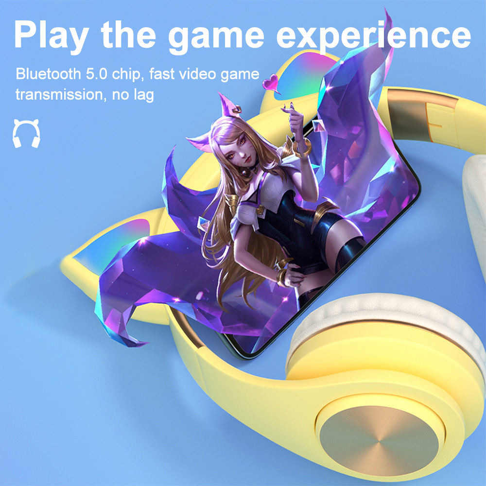 Tai nghe chụp tai chơi game chuyên dụng thiết kế phối tai mèo đáng yêu có thể gập gọn cho PS4/Xbox One | BigBuy360 - bigbuy360.vn