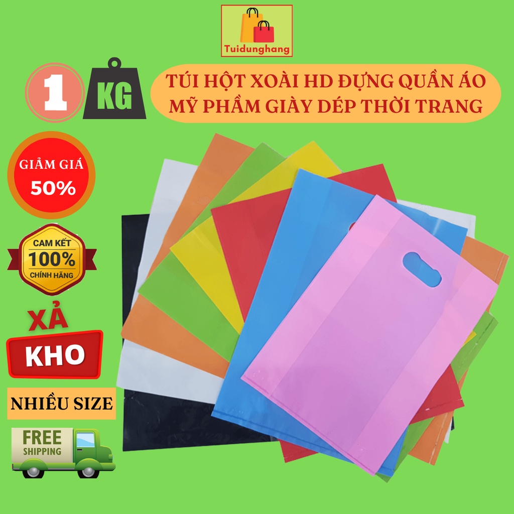 Túi Đóng Hàng Tuidunghang Hột Xoài Nilon Đựng Giày Dép Mỹ Phẩm Thời Trang Quai Đục Lỗ Chất Liệu HD - Bịch 1 Kg