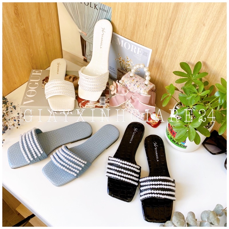 Dép nữ quai ngang đính ngọc 5dây (fom nhỏ)