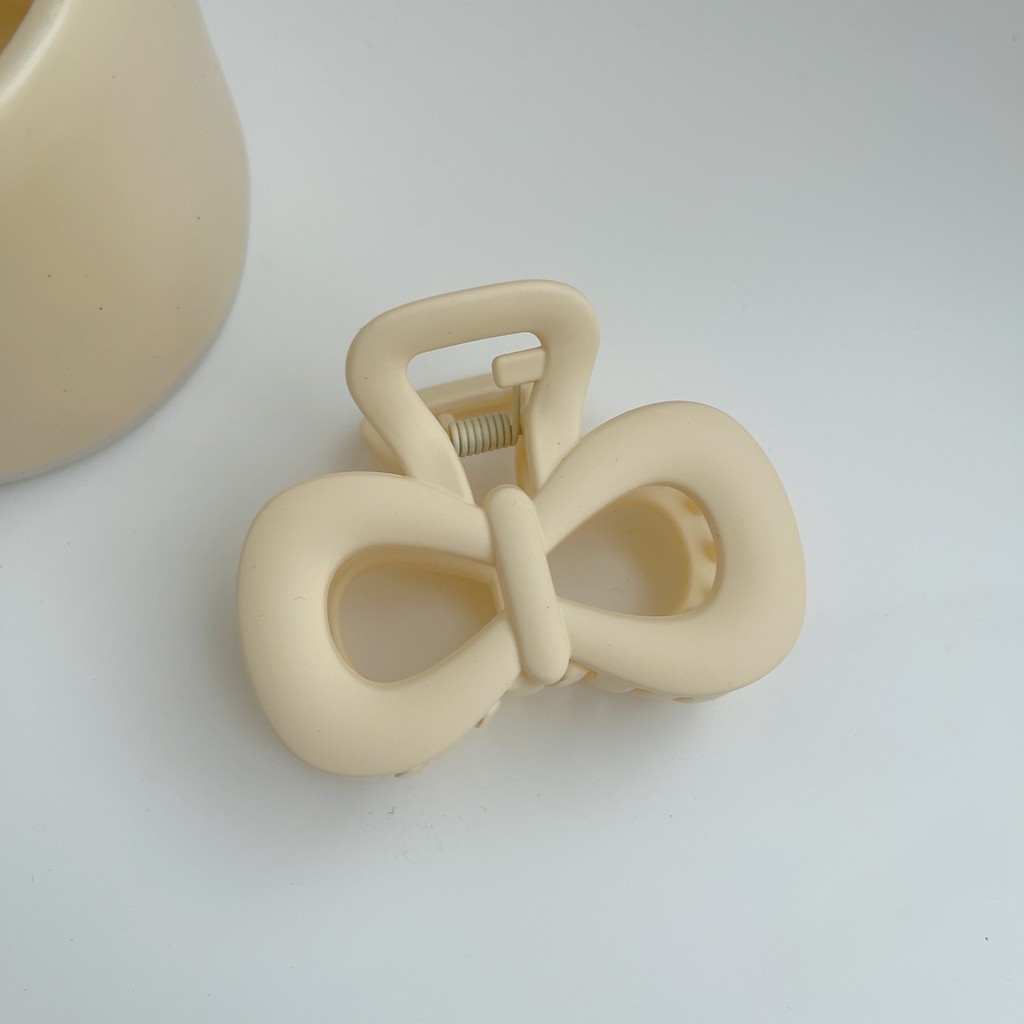 Kẹp Tóc Nhựa Hình Trái Tim / Nơ Màu Trắng Thời Trang Hàn Quốc Cho Nữ