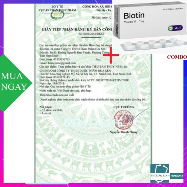 Combo Biotin 5mg+ Siro Tiêu Ban Thuỷ chai 150ml