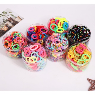 Hộp 100 thun cột tóc nhiều màu cho bé tiện dụng, thun dày đàn hồi - Selenshop