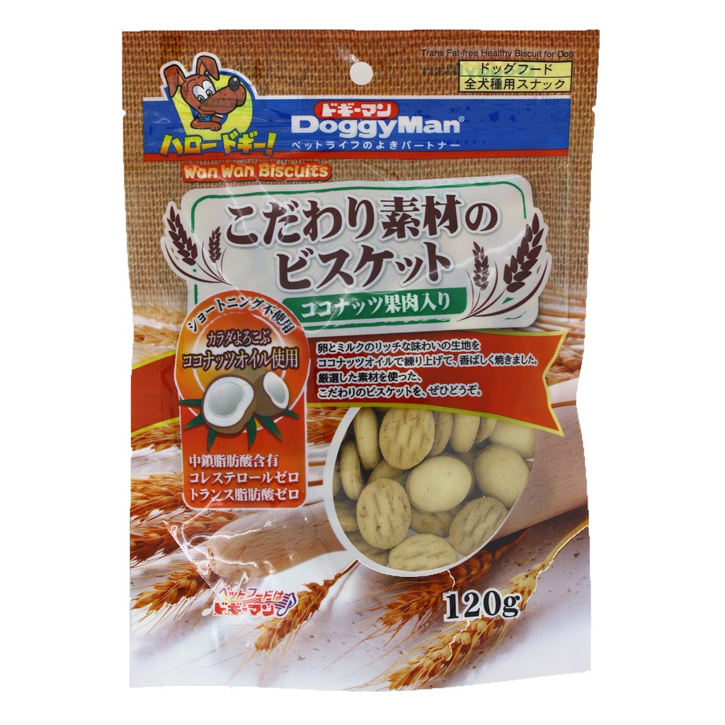 [Mã PET50K giảm Giảm 10% - Tối đa 50K đơn từ 250K] BÁNH QUY DỪA BỔ SUNG DẦU DƯA CHO CHÓ DOGGYMAN TÚI ZIP 120GR