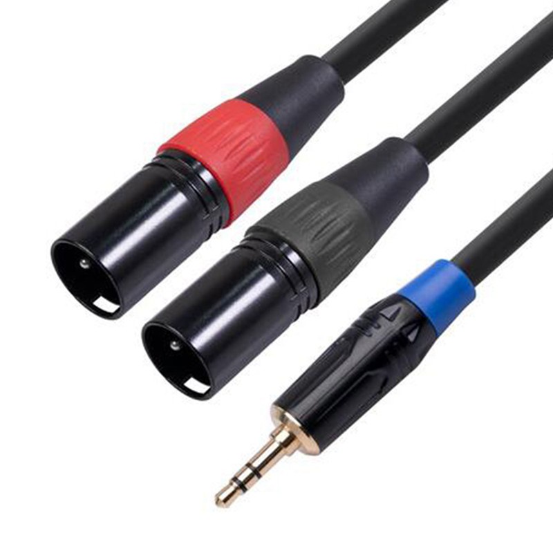 3.5mm Stereo Jack Male to Dual XLR Male OFC Aux Audio Cable