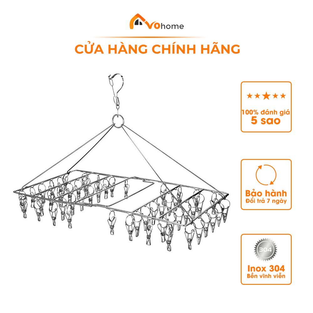 Móc chùm vuông inox chất lượng cao AVOHOME phơi đồ, phơi quần áo nhỏ cho cả gia đình