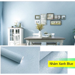 Giấy dán tường xanh Blue nhám, sẵn keo
