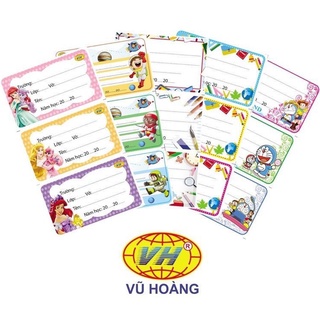 🐝Tập 12 nhãn vở học sinh Vũ Hoàng có keo dán sẵn loại to đẹp