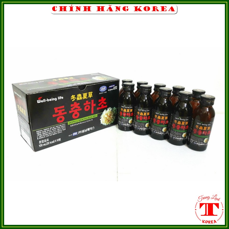 Nước đông trùng hạ thảo hàn quốc chính hãng, hộp 10 chai x 100ml - tranglinh