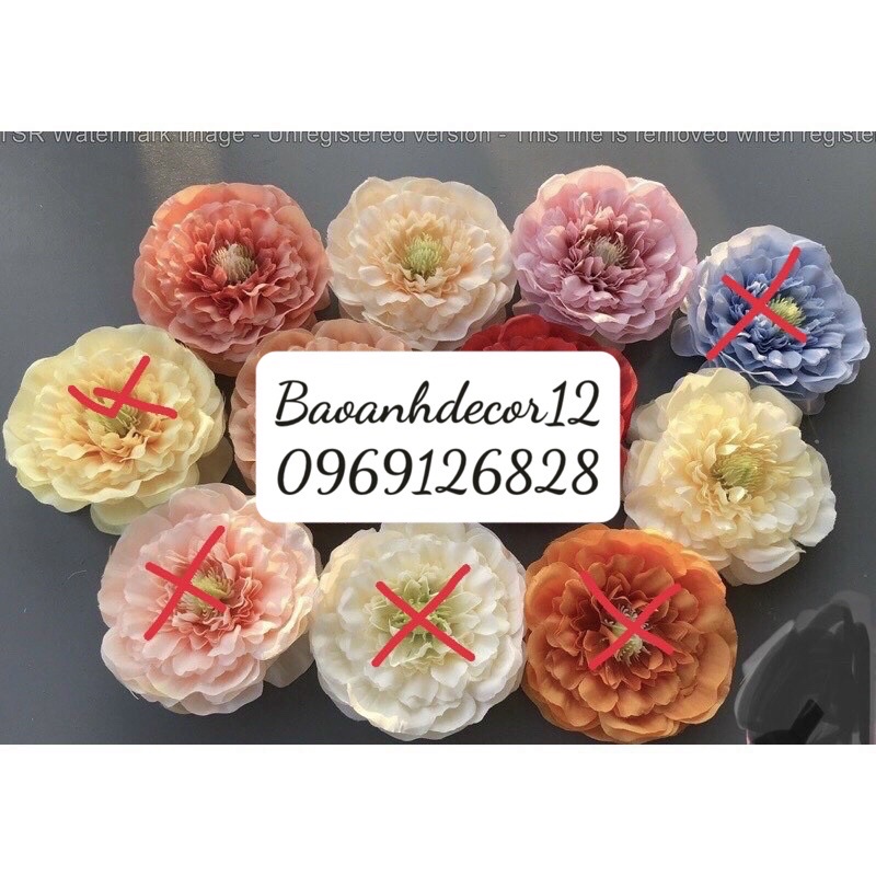 Sỉ Đầu Bông hoa lụa -Trà mẫu đơn-trà soán 9cm- trang trí , làm oản tài lộc