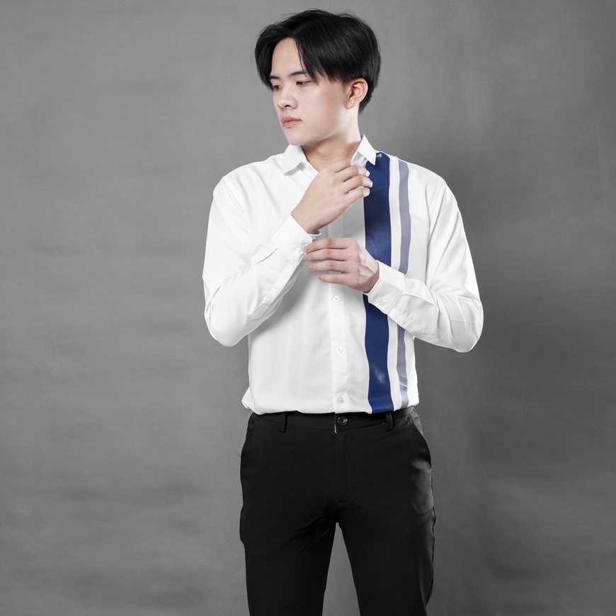 Áo sơ mi nam tay dài phối sọc cực chất Lados - 8055 chất lụa không nhăn - chuẩn form | BigBuy360 - bigbuy360.vn
