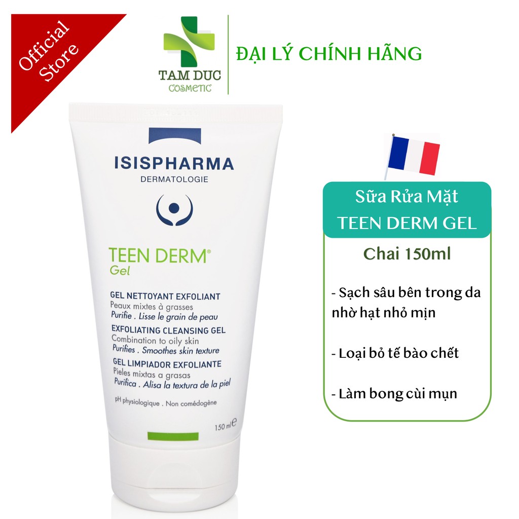 Bộ Chăm Sóc Da Mụn ISIS PHARMA [Teen Derm Gel Sensitive - Teen Derm Gel - Teen Derm Alpha Pure - Uveblock spf30-50-80]