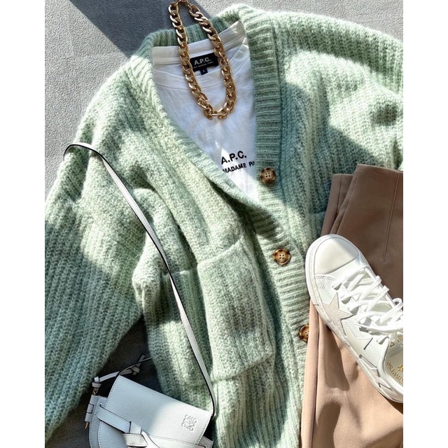 Áo Cardigan Len Nữ 2 Túi Cúc Giữa ZR