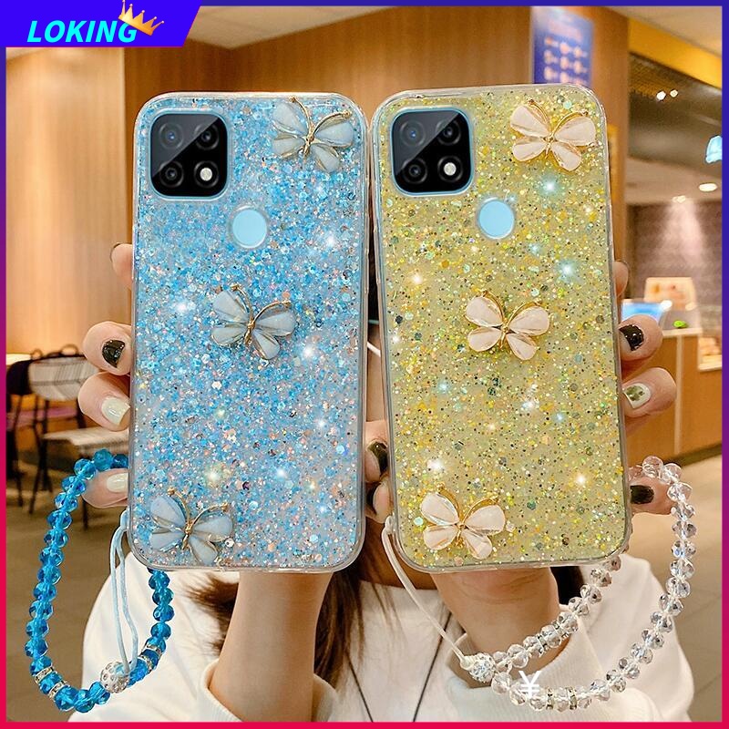 Ốp Điện Thoại Mềm Hình Bướm 3d Lấp Lánh Cho realme c55 c53 c33 c30 c30s c35 c25y c21y c25 c25s c21 c20 c17 c15 c12 c11
