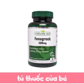 Viên uống lợi sữa Natures Aid 90 viên Fenugreek 500mg Anh
