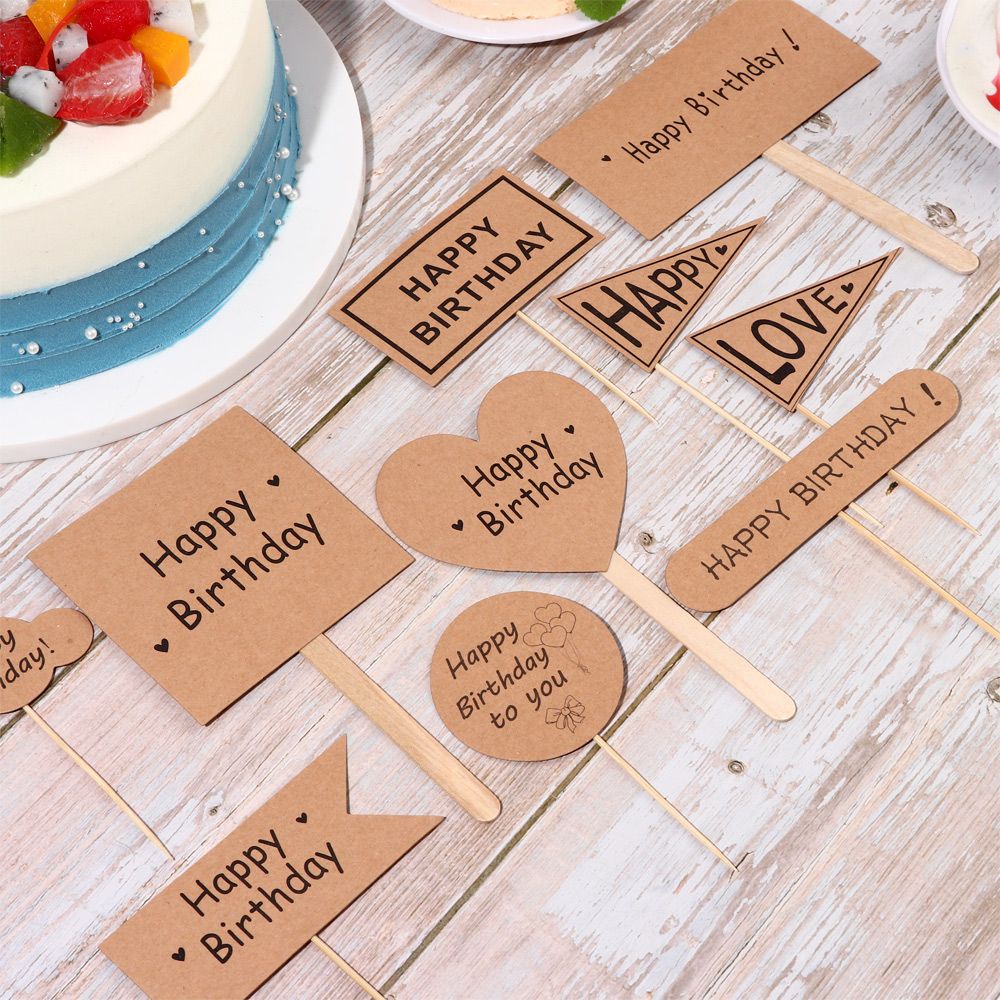 Set 6 Thẻ Giấy Trang Trí Bánh Kem Sinh Nhật DIY