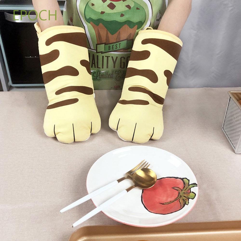 Epoch Găng Tay Cotton Dày Dặn Chịu Nhiệt Hình Chân Mèo Dễ Thương Cho Nhà Bếp