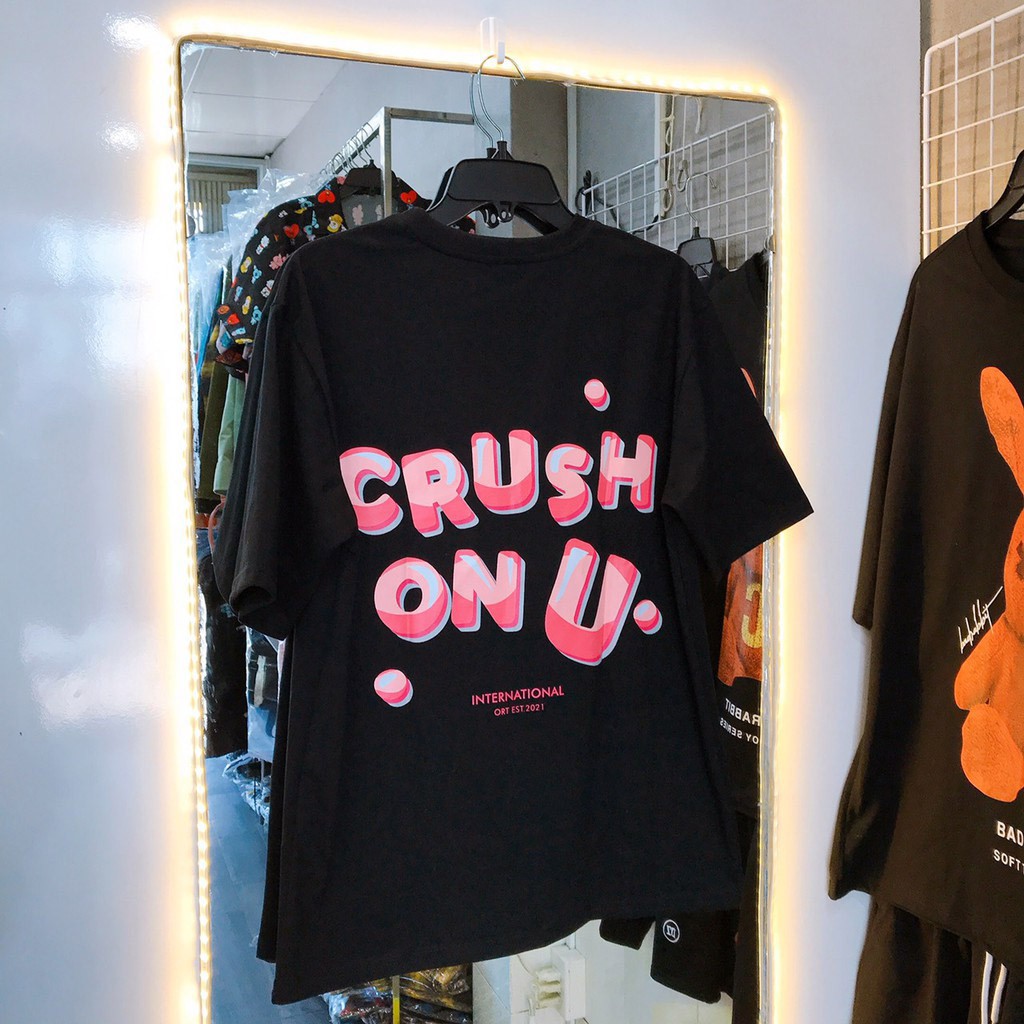 Áo thun tay lỡ G1SHOP vải coton dày dặn, co dãn, form rộng - Crush On