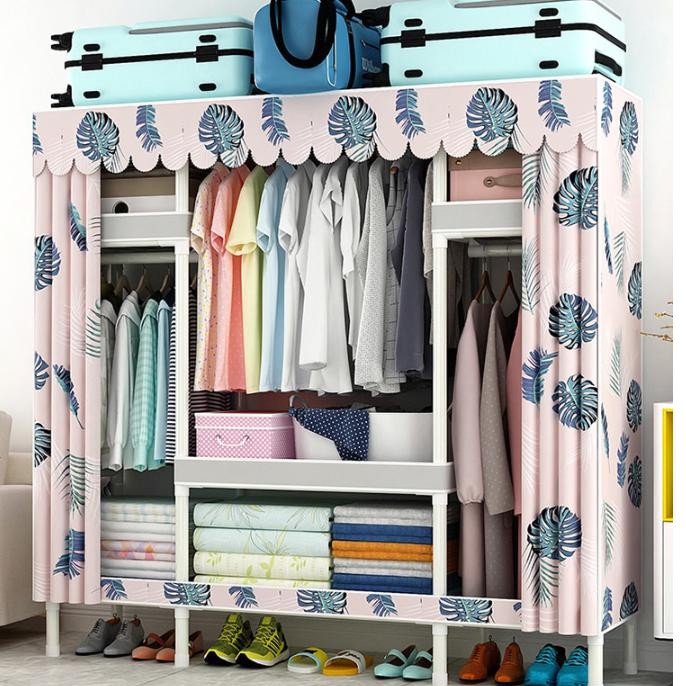 tủ đựng quần áo vải loại 1 khung gỗ BỌC NHỰA 2,3 buồng