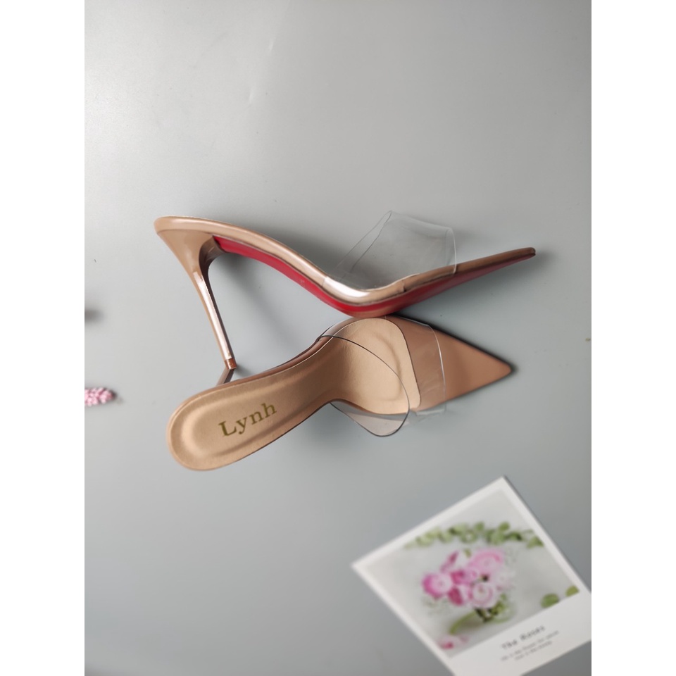 Sandal cao gót mũi nhọn quai trong 9cm - 11cm