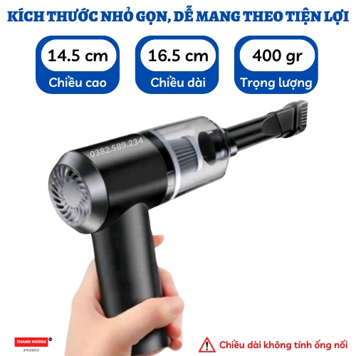 Máy Hút Bụi Mini Cầm Tay Không Dây - Công Suất 120W Mạnh Mẽ - Lực Hút 9000Pa