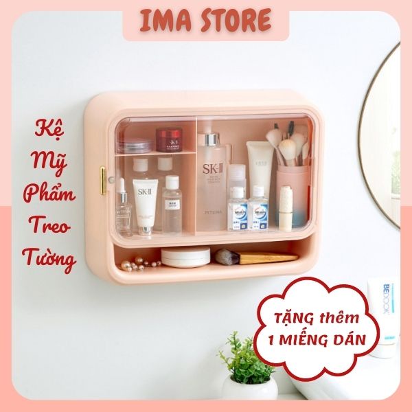 Kệ đựng mỹ phẩm treo tường IMA Store loại lớn - Kệ treo nhà tắm gắn tường cao cấp kiêm tủ thuốc bằng nhựa