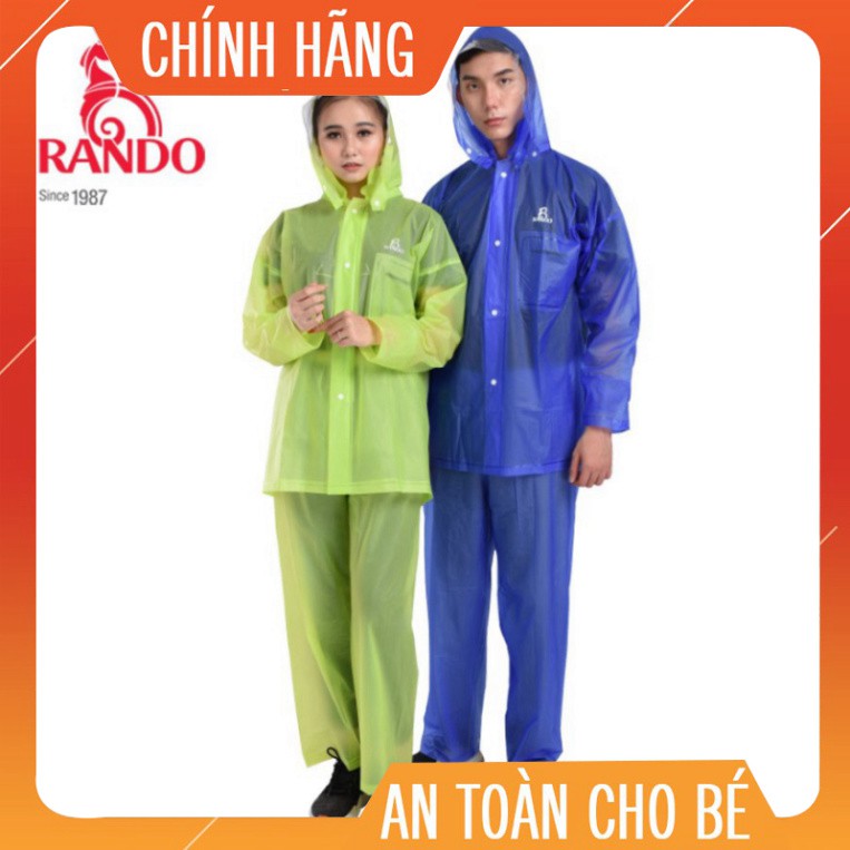 Áo Mưa Rando Chính Hãng, Mua 2 GIẢM 13K, Bộ Quần Áo Đi Mưa Nhựa PVC Trong Màu Chống Thấm Nước, Thời Trang NAM/Nữ