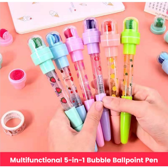 Bút Bi 5 Trong 1 Đa Chức Năng Có Đầu Lăn Tiện Dụng Và Bền