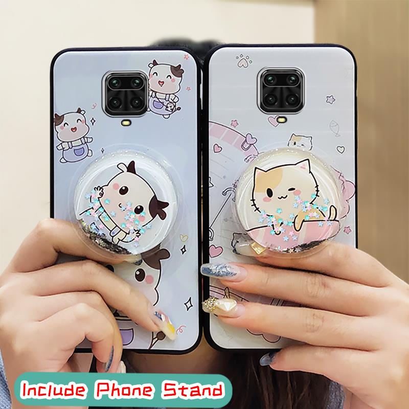 Silicone Cover Phone Case For Xiaomi Redmi Note 9 Pro/Note 9 Pro Max/Note 9S/Poco M2 Pro TPU Lovely Cute Fashion Design Kickstand glisten drift sand