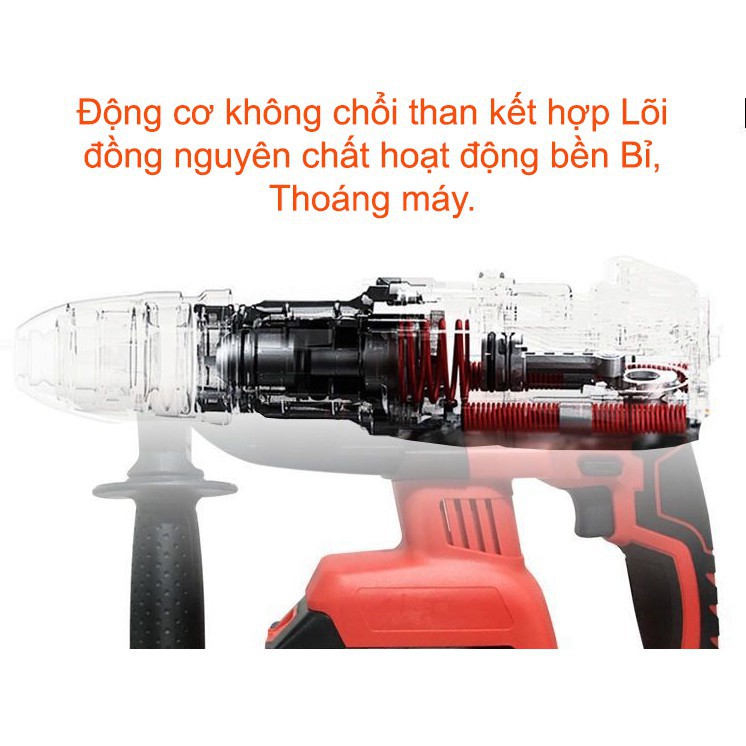 Máy khoan PIN 21V động lực, Máy khoan bê tông Tcare 21V Màu Đỏ