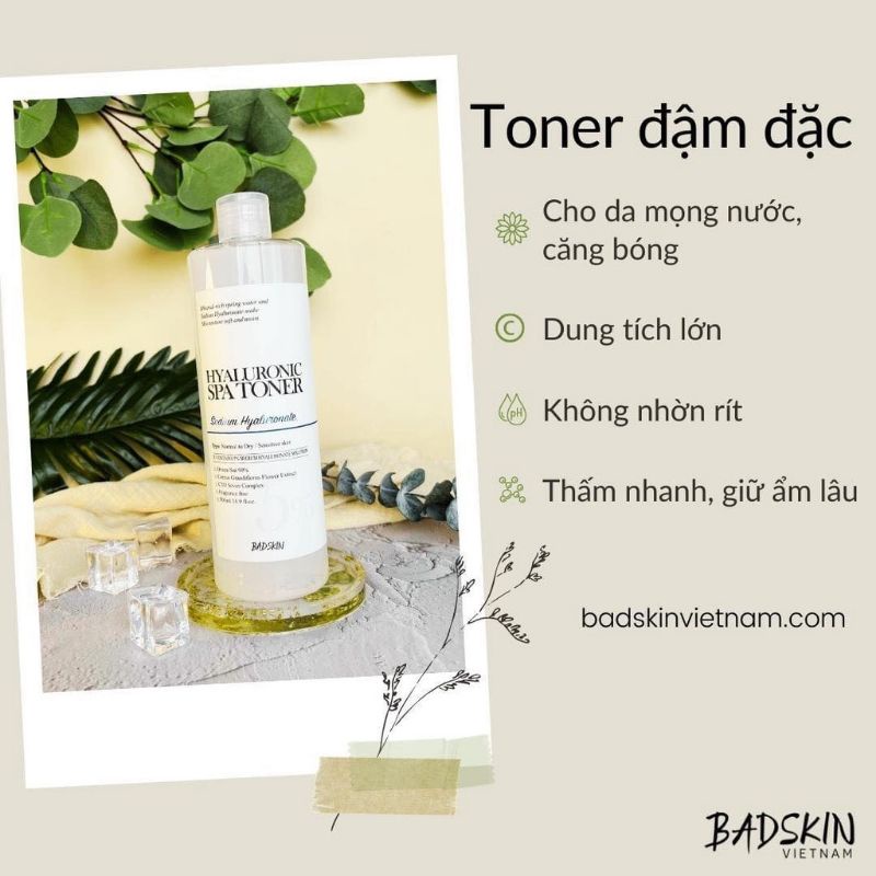 Nước hoa hồng BadSkin Hyaluronic Spa Toner 500ml