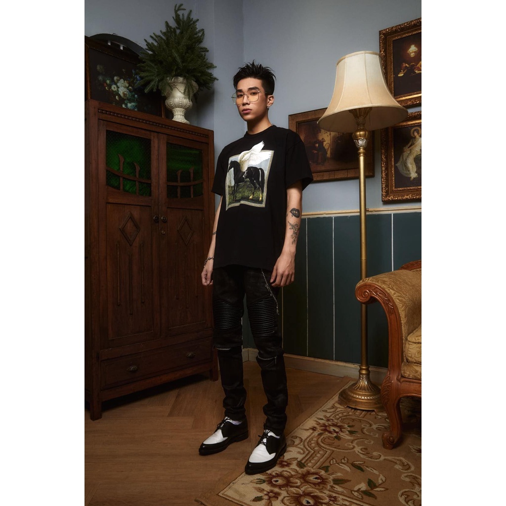 Áo phông ngắn tay unisex PEGASUS black