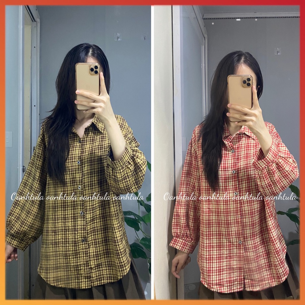 Áo sơ mi kẻ sọc dáng rộng, áo kẻ cổ đức đi học đi làm 4 màu MSP40480