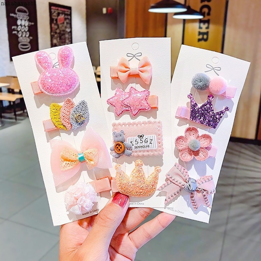 Haimeikang Set kẹp tóc hình nơ hoạt hình thiết kế xinh xắn cho bé gái