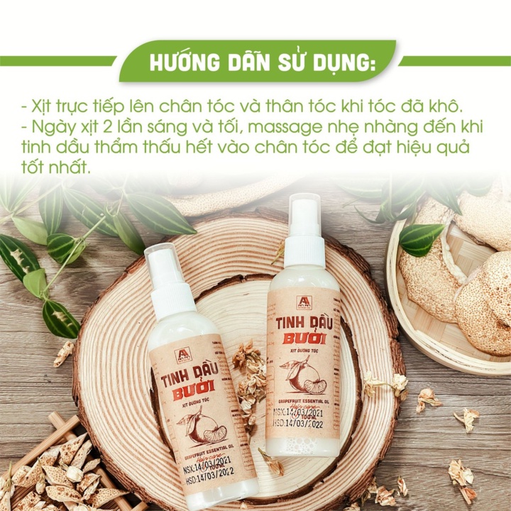 Tinh Dầu Bưởi Mọc Tóc, Xịt Bưởi An An kích thích mọc tóc 50ml, từ 100% tinh chất bưởi rừng an toàn cho mọi da đầu