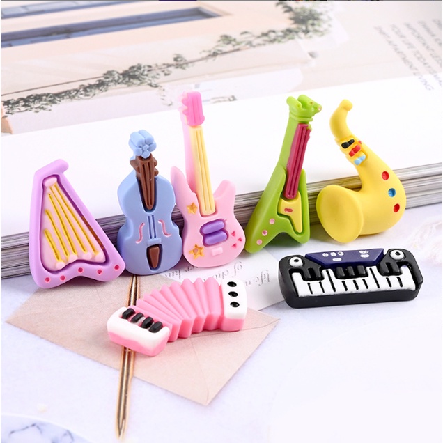 Sticker các loại nhạc cụ hiện đại gắn dép Crocs, jibbitz đính dép sục