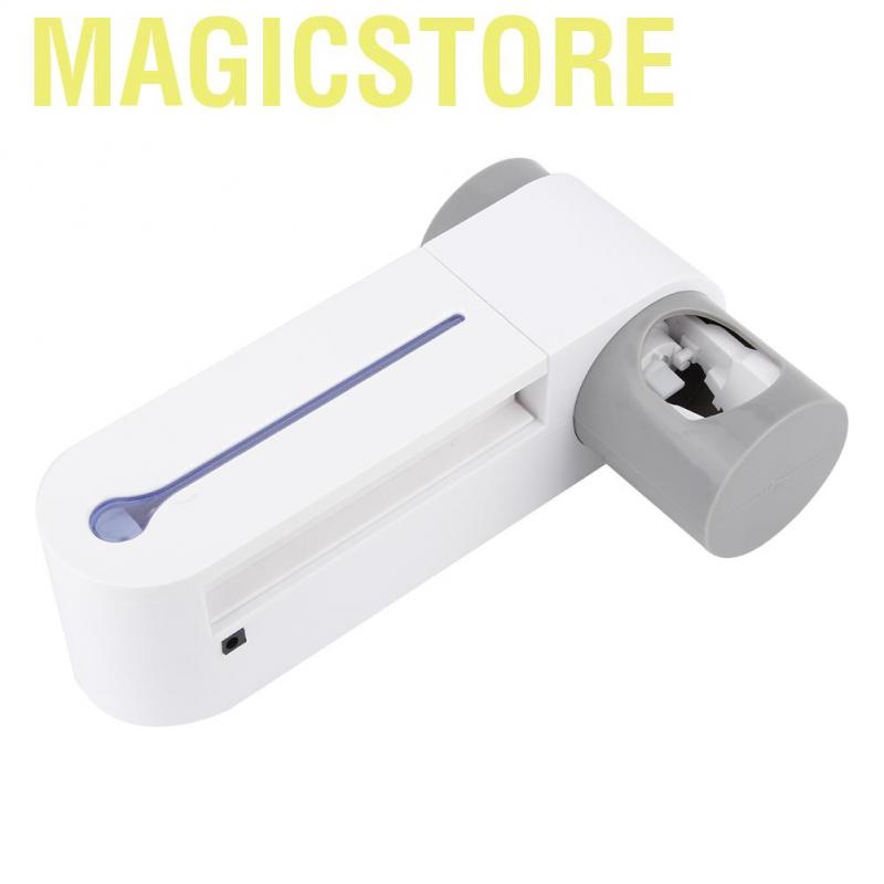 Magicstore 3in 1 UV Toothbrush Sterilizer Holder Wall Mount Automatic Toothpaste Dispenser Bathroom EU 100-240V