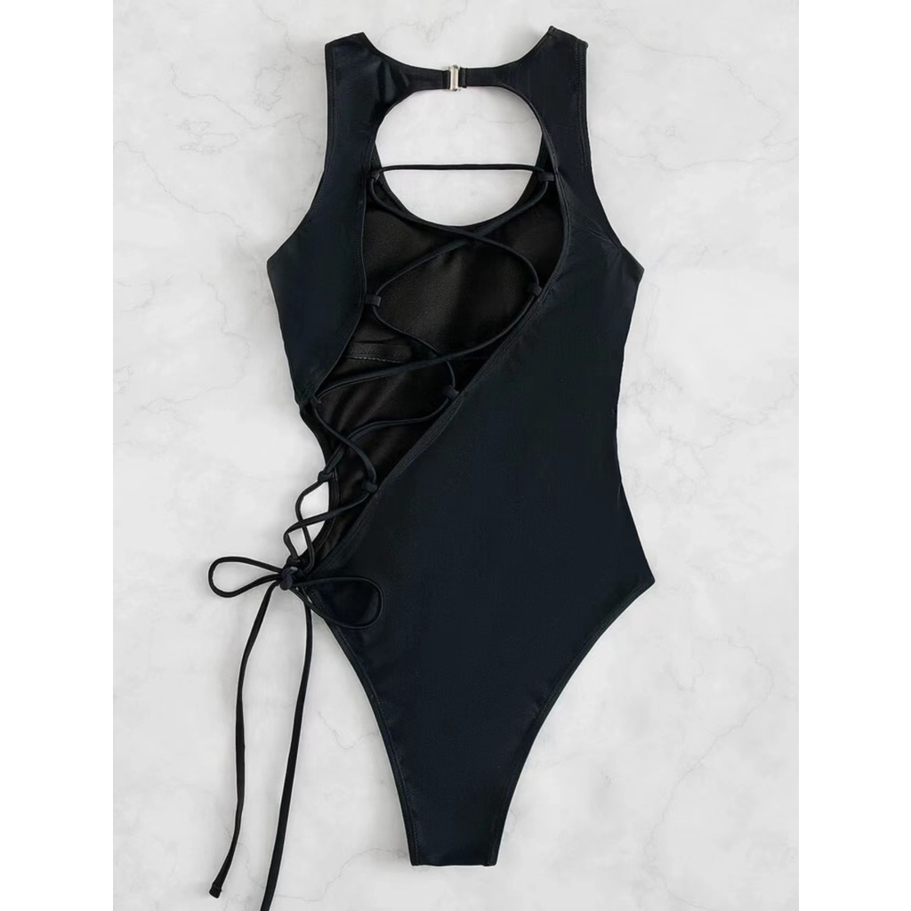 BODYSUIT ĐEN CUTOUT ĐAN DÂY LƯNG