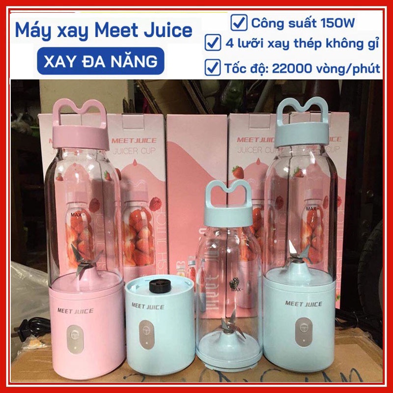 Máy Xay Sinh Tố Mini Đa Năng Cắm Điện Meet Juice Dung Tích 500ml Máy Xay Hoa Quả Cối Thủy Tinh Nhỏ Gọn Tiện Lợi
