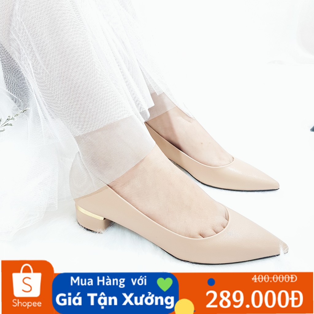 giày nữ gót trụ 3cm viềm đồng bao xinh