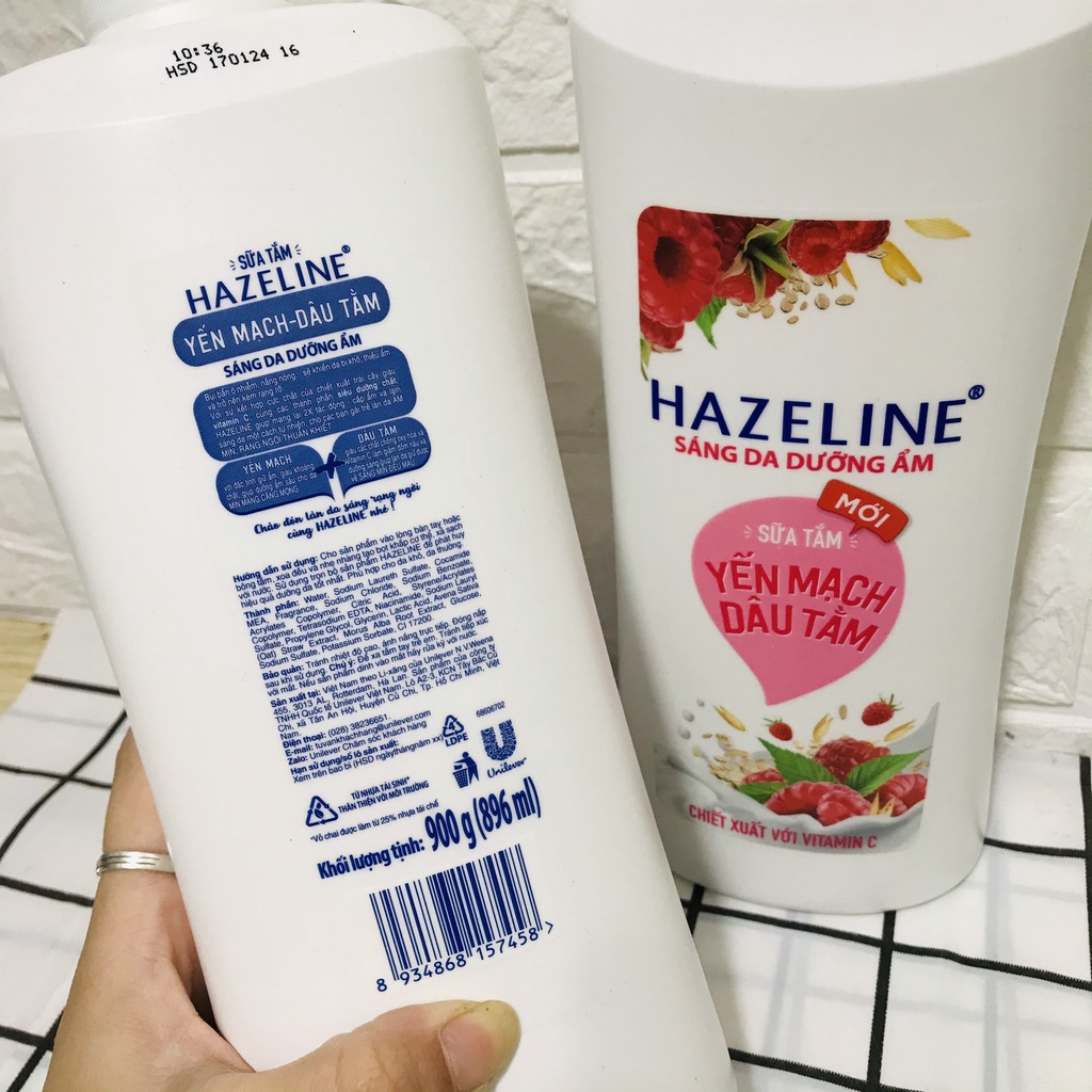 Sữa tắm dưỡng thể thiên nhiên trắng sáng da Hazeline 900g