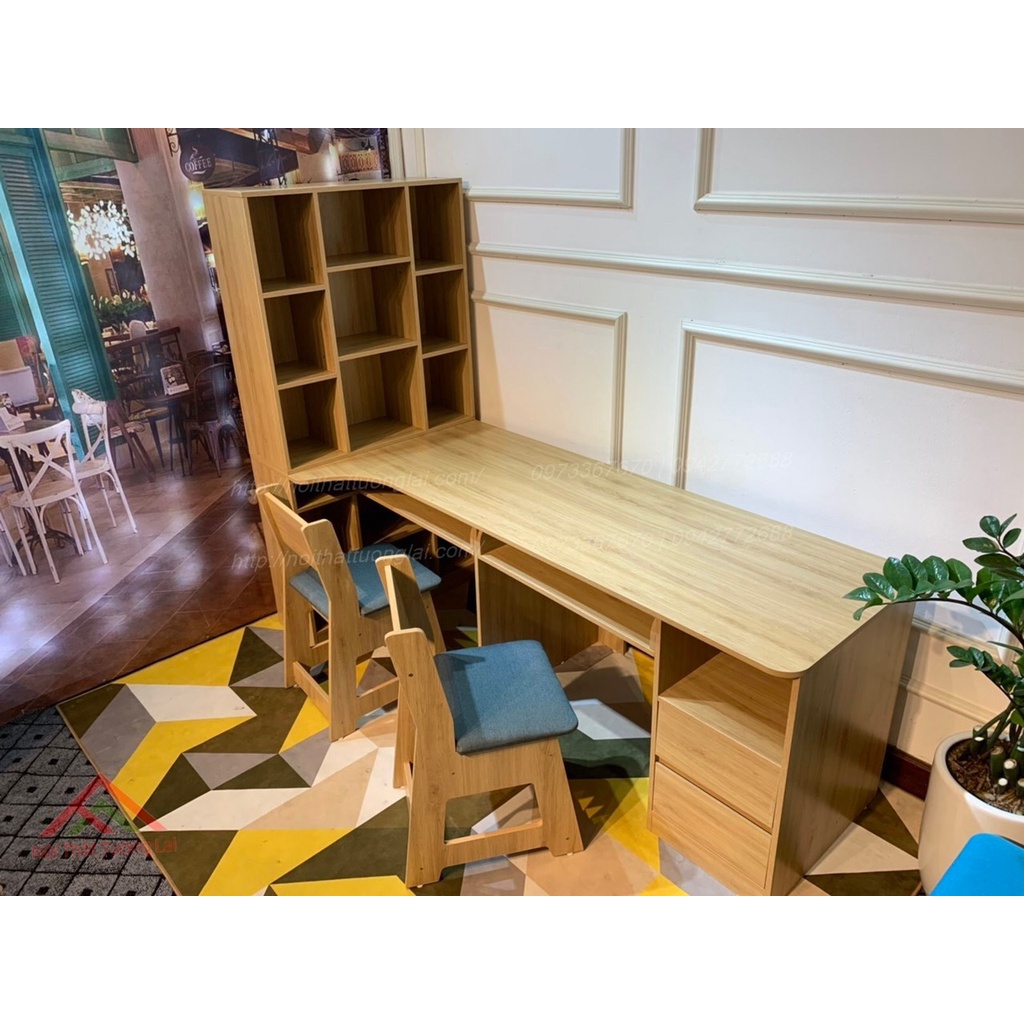 Bàn đôi giá sách góc BH6814