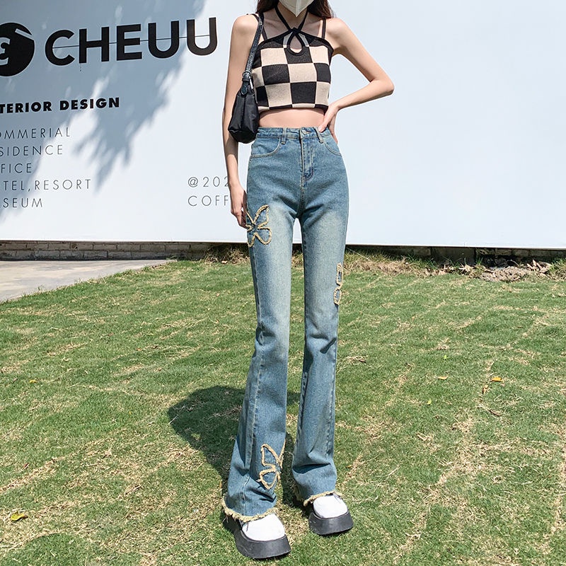 Quần Jean Nữ Ống Loe Thiết Kế Thoải Mái Phong Cách retro Mùa Hè Mới